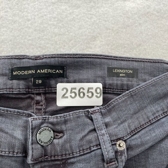 Modern American Lexington Slim Jeans Mens 29x32 Storm Wash Gray Denim Stretch - Picture 4 of 14